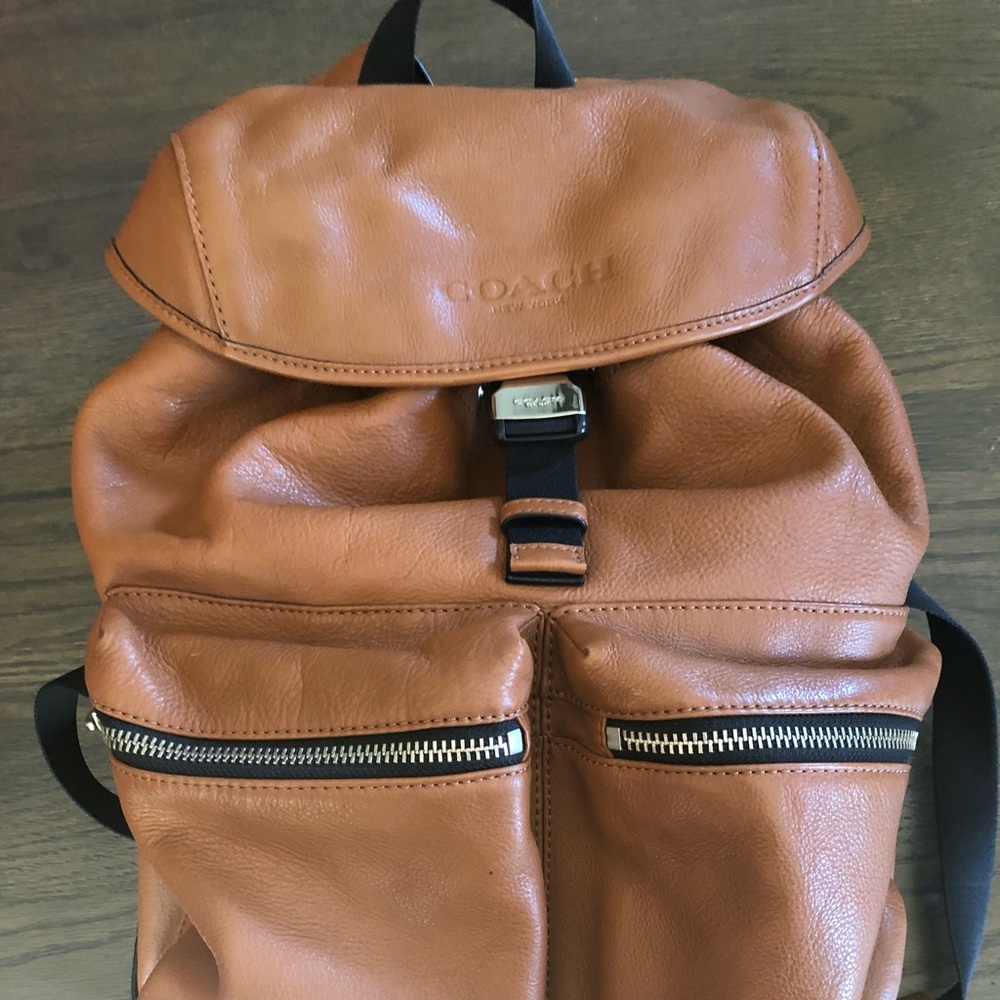 Leather coach backpack
